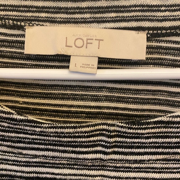 Black and white stripe Loft mini dress with tie belt - Picture 3 of 3